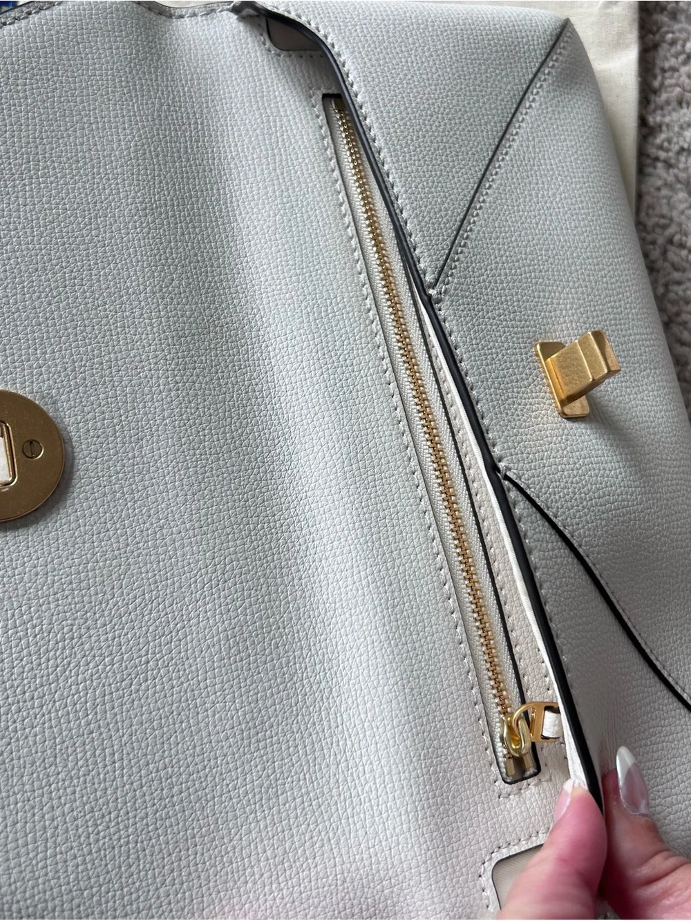 Tory Burch White Leather Envelope Clutch